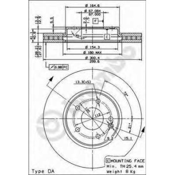 Тормозной диск BREMBO 09.8304.11