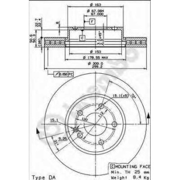 BREMBO 09840411 - диск тормозной передний 09.8404.11