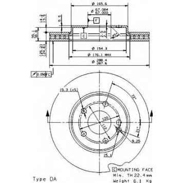 Тормозной диск BREMBO 09.8681.11