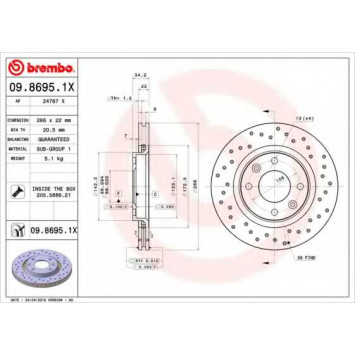 Тормозной диск BREMBO 09.8695.1X
