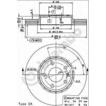 Тормозной диск BREMBO 09.8937.10