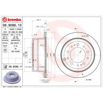 BREMBO 09908611 - диск тормозной задний 09.9086.11