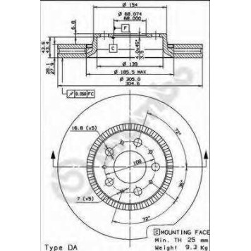 Тормозной диск BREMBO 09.9130.11