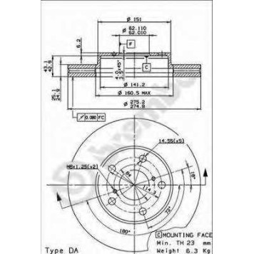 Тормозной диск BREMBO 09.9185.10
