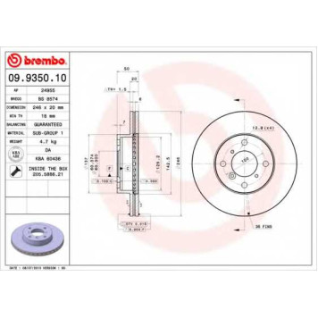 Тормозной диск BREMBO 09.9350.10