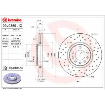 Тормозной диск BREMBO 09.9369.1X