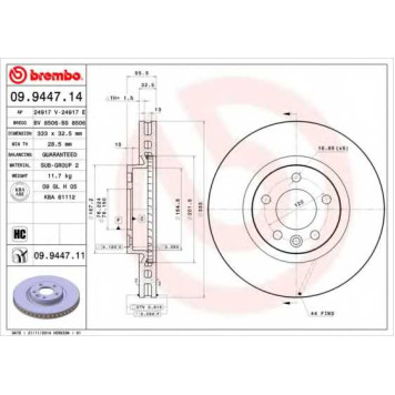 Тормозной диск BREMBO 09.9447.11