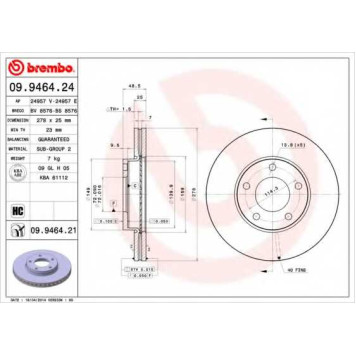 Тормозной диск BREMBO 09.9464.21