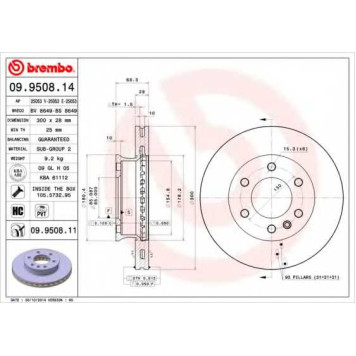 BREMBO 09950811 - диск тормозной передний 09.9508.11