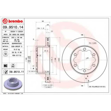 Тормозной диск BREMBO 09.9510.14
