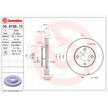 Тормозной диск BREMBO 09.9798.10