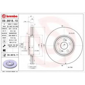 Тормозной диск BREMBO 09.9818.10