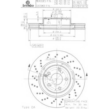 Тормозной диск BREMBO 09.9825.11