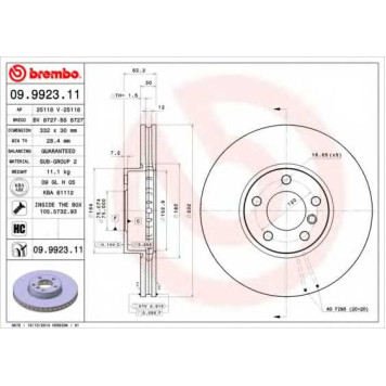 Тормозной диск BREMBO 09.9923.11