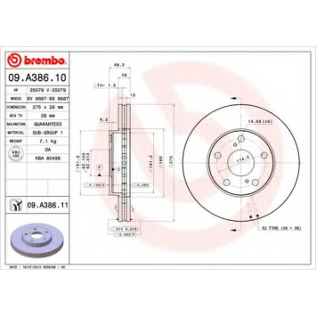 Тормозной диск BREMBO 09.A386.11