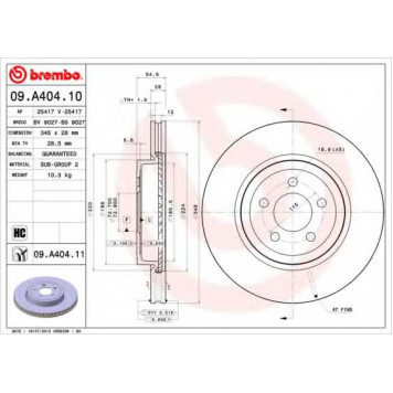 BREMBO 09A40411 - диск тормозной передний 09.A404.11