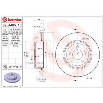 Тормозной диск BREMBO 09.A405.11