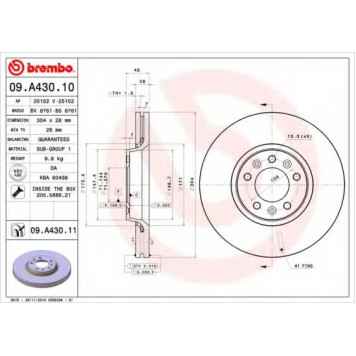 Тормозной диск BREMBO 09.A430.10