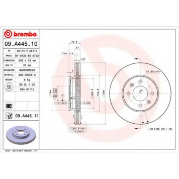 Тормозной диск BREMBO 09.A445.11