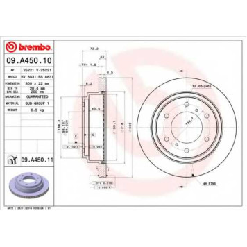 Тормозной диск BREMBO 09.A450.11