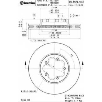 Тормозной диск BREMBO 09.A529.10