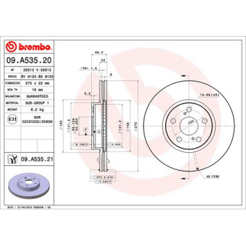 Диск тормозной <b>BREMBO 09.A535.21</b>