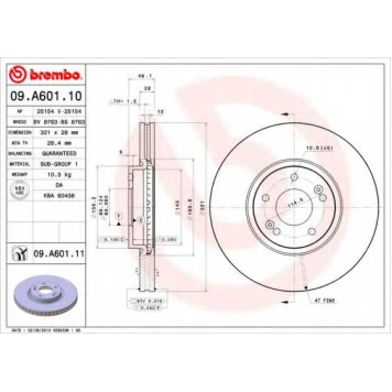 Тормозной диск BREMBO 09.A601.10