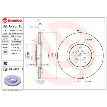 Тормозной диск BREMBO 09.A728.11