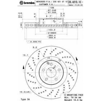 Тормозной диск BREMBO 09.A819.11