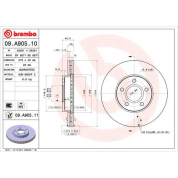 Диск тормозной FORD FOCUS III Brembo Painted Disc <b>BREMBO 09.A905.11</b>