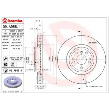 BREMBO 09A95611 - диск тормозной передний 09.A956.11
