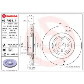 BREMBO 09A95811 - диск тормозной передний 09.A958.11