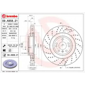 BREMBO 09A95821 - диск тормозной передний 09.A958.21