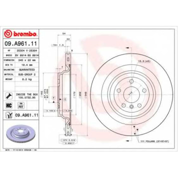 Тормозной диск BREMBO 09.A961.11