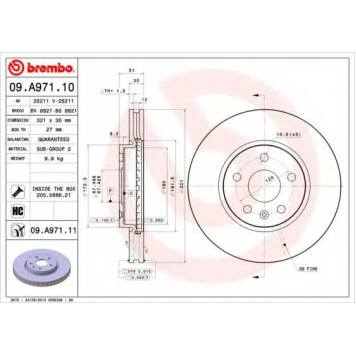 Тормозной диск BREMBO 09.A971.11