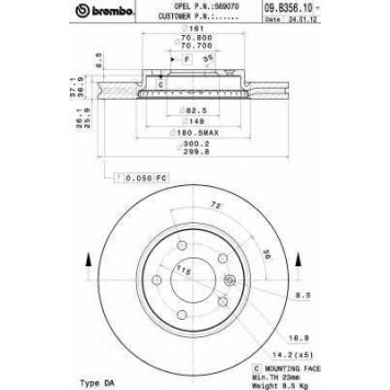 Тормозной диск BREMBO 09.B356.11
