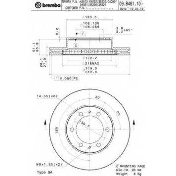 Тормозной диск BREMBO 09.B461.11