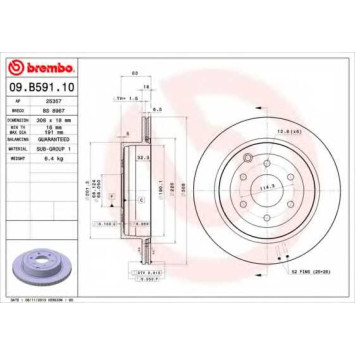 Тормозной диск BREMBO 09.B591.10