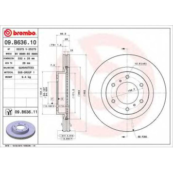 Тормозной диск BREMBO 09.B636.10