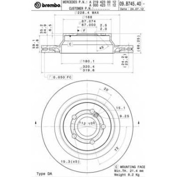 Тормозной диск BREMBO 09.B745.41