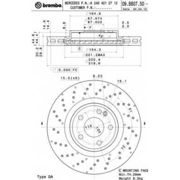 Тормозной диск BREMBO 09.B807.51