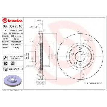 Тормозной диск BREMBO 09.B822.11