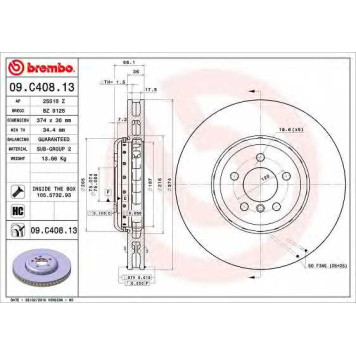 Тормозной диск BREMBO 09.C408.13
