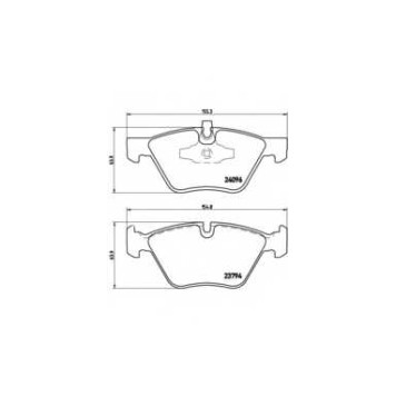 Колодки тормозные дисковые для BMW 1(E81,E82,E87,E88), 3(E90,E91,E92,E93) <b>BREMBO P 06 040 / 23794</b>