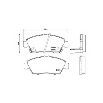 Колодки тормозные дисковые для HONDA AIRWAVE, CIVIC(EG, EH, EJ, EK, EM1, EM2, EP, ES, EU, EV, FA, FD, MA, MB), CRX(EG, EH), INTEGRA(DC5), MOBILIO(GB#) <b>BREMBO P 28 023 / 21694</b>