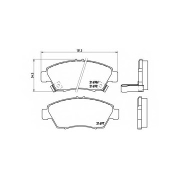 Колодки тормозные дисковые для HONDA CAPA, CITY(GM), CIVIC(EG,EH,EJ,EK,EP,EU,EV), JAZZ(GD), LOGO(GA3) <b>BREMBO P 28 024 / 21697</b>