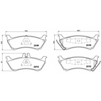 Колодки тормозные дисковые для MERCEDES M(W163) <b>BREMBO P 50 044 / 23189</b>