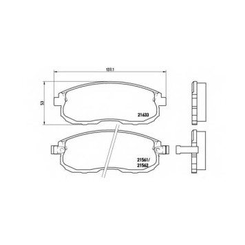 Колодки тормозные дисковые для INFINITI I30 / NISSAN 180 SX(S13), 200 SX(S13), ALTIMA, CEFIRO, MAXIMA QX(A32), MAXIMA(J30), SENTRA(B15) <b>BREMBO P 56 021 / 21561</b>