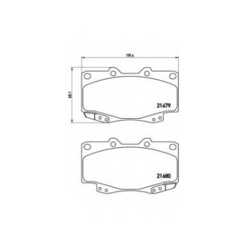 Колодки тормозные дисковые для TOYOTA FORTUNER(GGN5#, GGN6#, KUN5#, KUN6#, LAN5#, TGN5#, TGN6#), HILUX(GGN#, KUN#, KUN1#, LAN#, TGN#, TGN3#) <b>BREMBO P 83 069 / 21679</b>