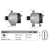 Генератор TOYOTA LAND CRUISER 80 / 100 4.2TD 92-98 1HD# / 1HZ 12V 80A <b>DENSO DAN1114</b>